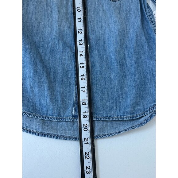 Gap Kids Girls Denim Chambray Button Down Shirt Blue Small S Long Sleeve - Picture 7 of 10